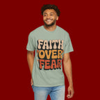 Faith Over Fear T‑Shirt — Retro Floral Inspirational Tee