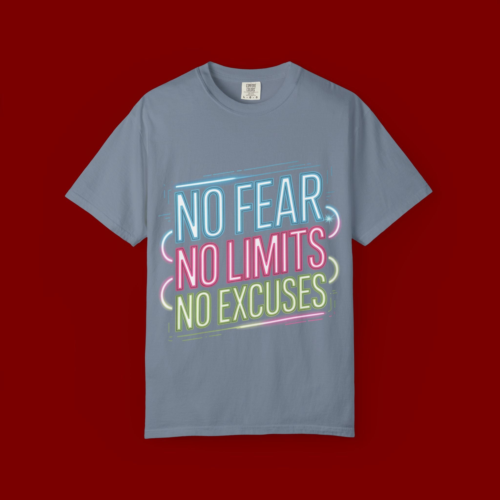 No Fear No Limits No Excuses Neon Graphic T-Shirt