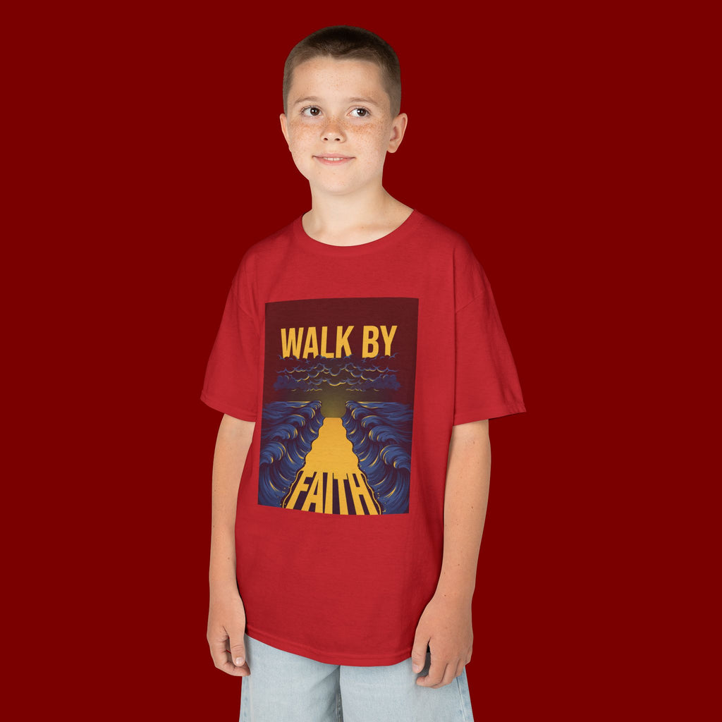 Kids T‑Shirt — "Walk By Faith" Inspirational Graphic Tee for Children