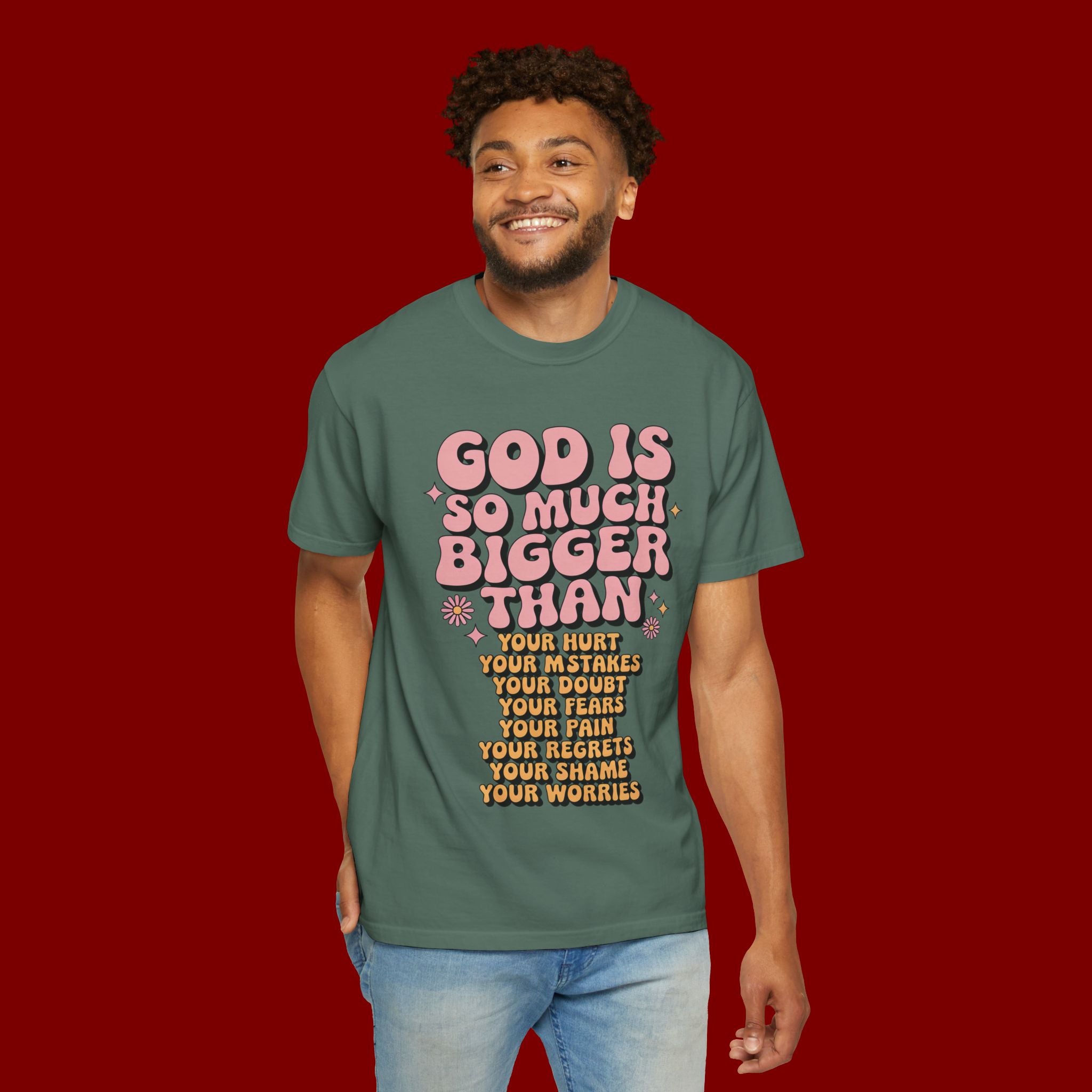 God Is So Much Bigger Tee — Retro Faith Graphic T-Shirt