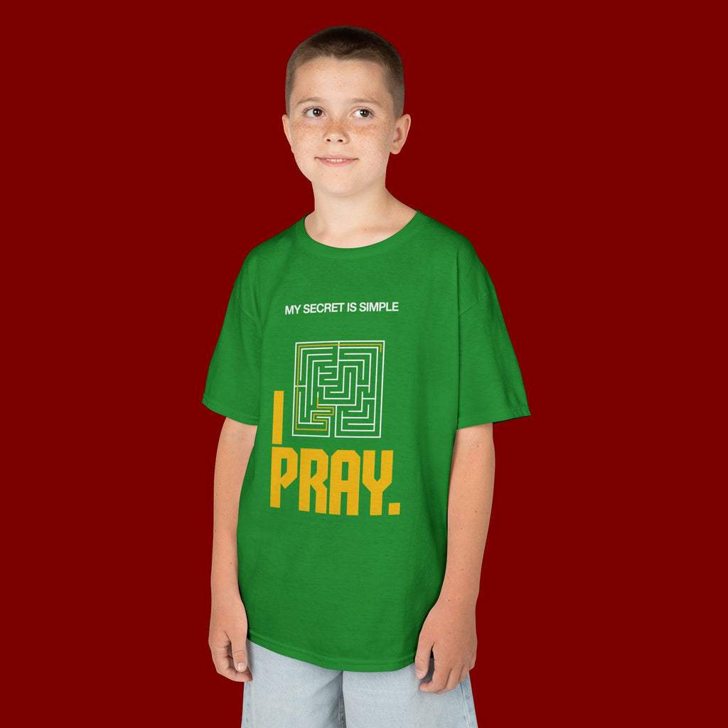 Kids Tee — "My Secret Is Simple: I Pray." Maze Faith T‑Shirt