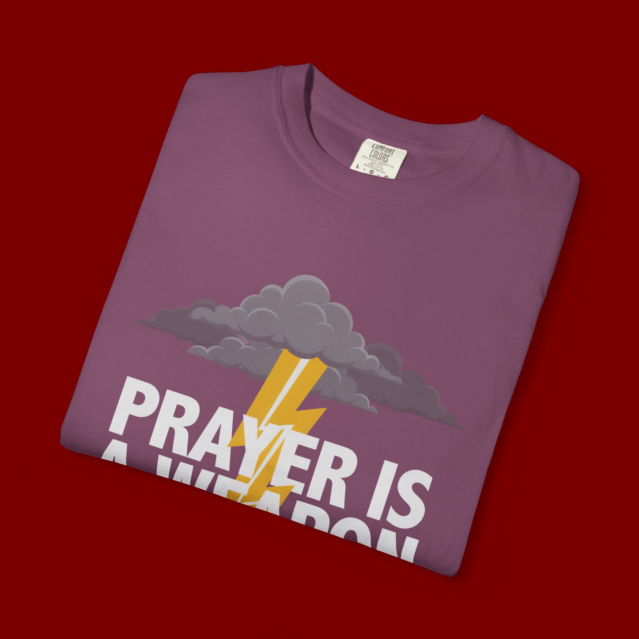 Prayer Is a Weapon T-Shirt — Christian Faith Lightning Graphic Tee