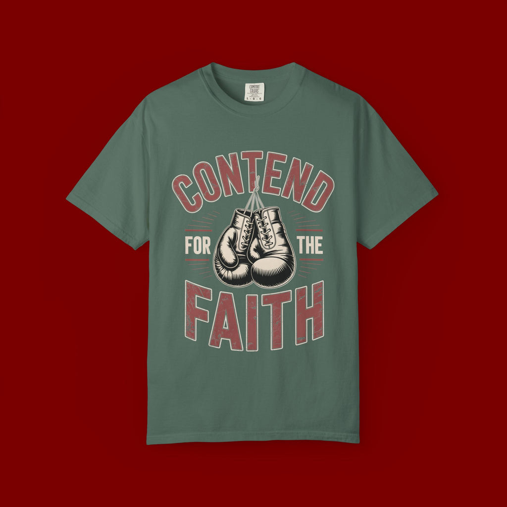 Contend for the Faith T-Shirt — Vintage Boxing Gloves Christian Tee