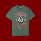 Contend for the Faith T-Shirt — Vintage Boxing Gloves Christian Tee