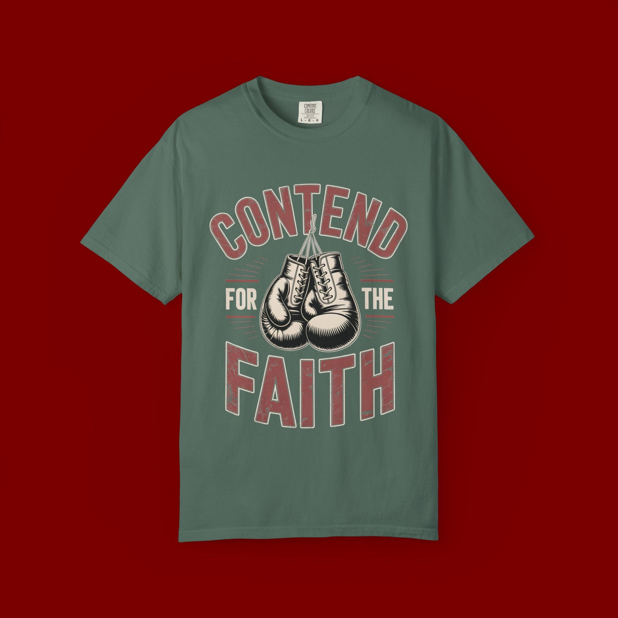 Contend for the Faith T-Shirt — Vintage Boxing Gloves Christian Tee