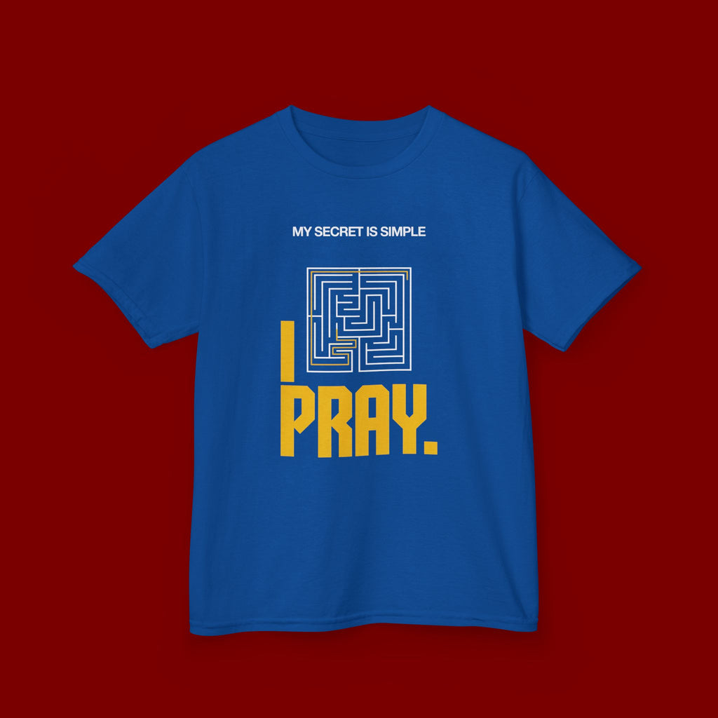 Kids Tee — "My Secret Is Simple: I Pray." Maze Faith T‑Shirt