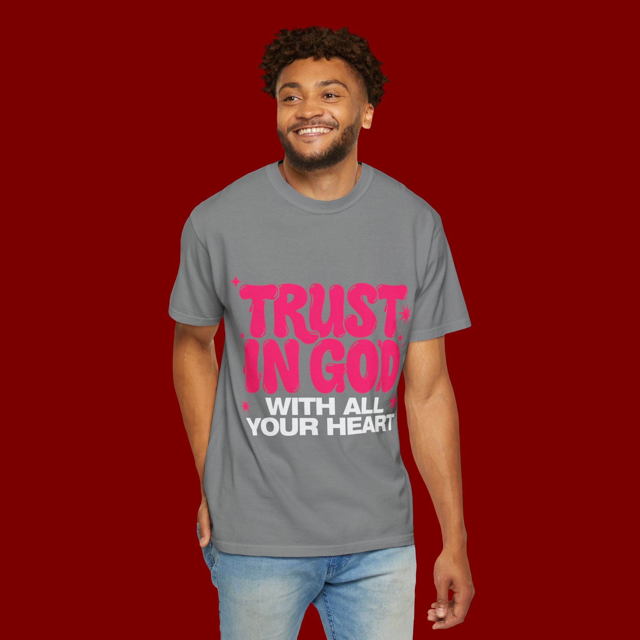 Trust in God T-Shirt — Retro Pink Faith Graphic Tee