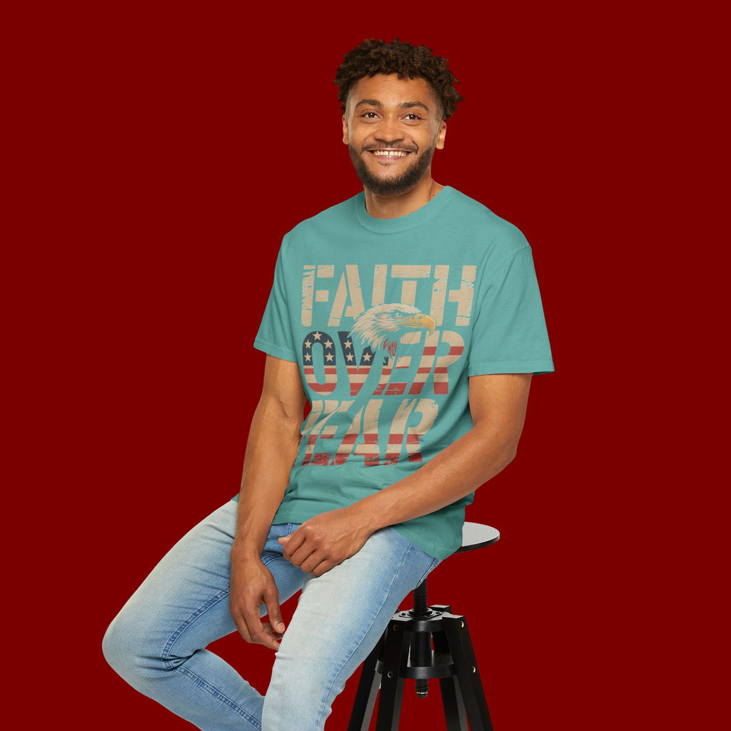 Faith Over Fear T-Shirt — Patriotic Eagle Graphic Tee
