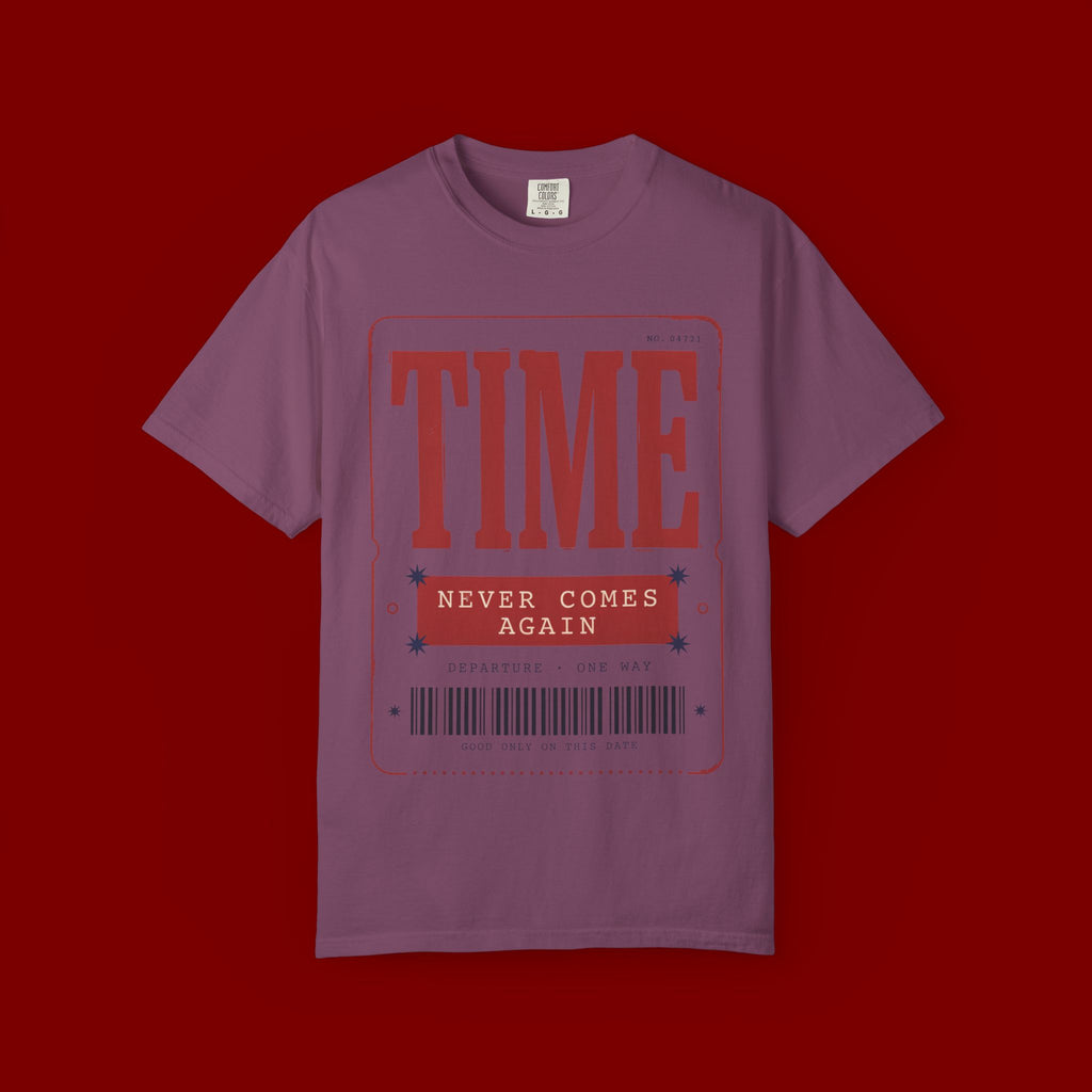 TIME Never Comes Again T-Shirt — Vintage Ticket Graphic Tee