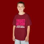 Kids Tee — "Trust in God" Pink Faith Graphic Shirt