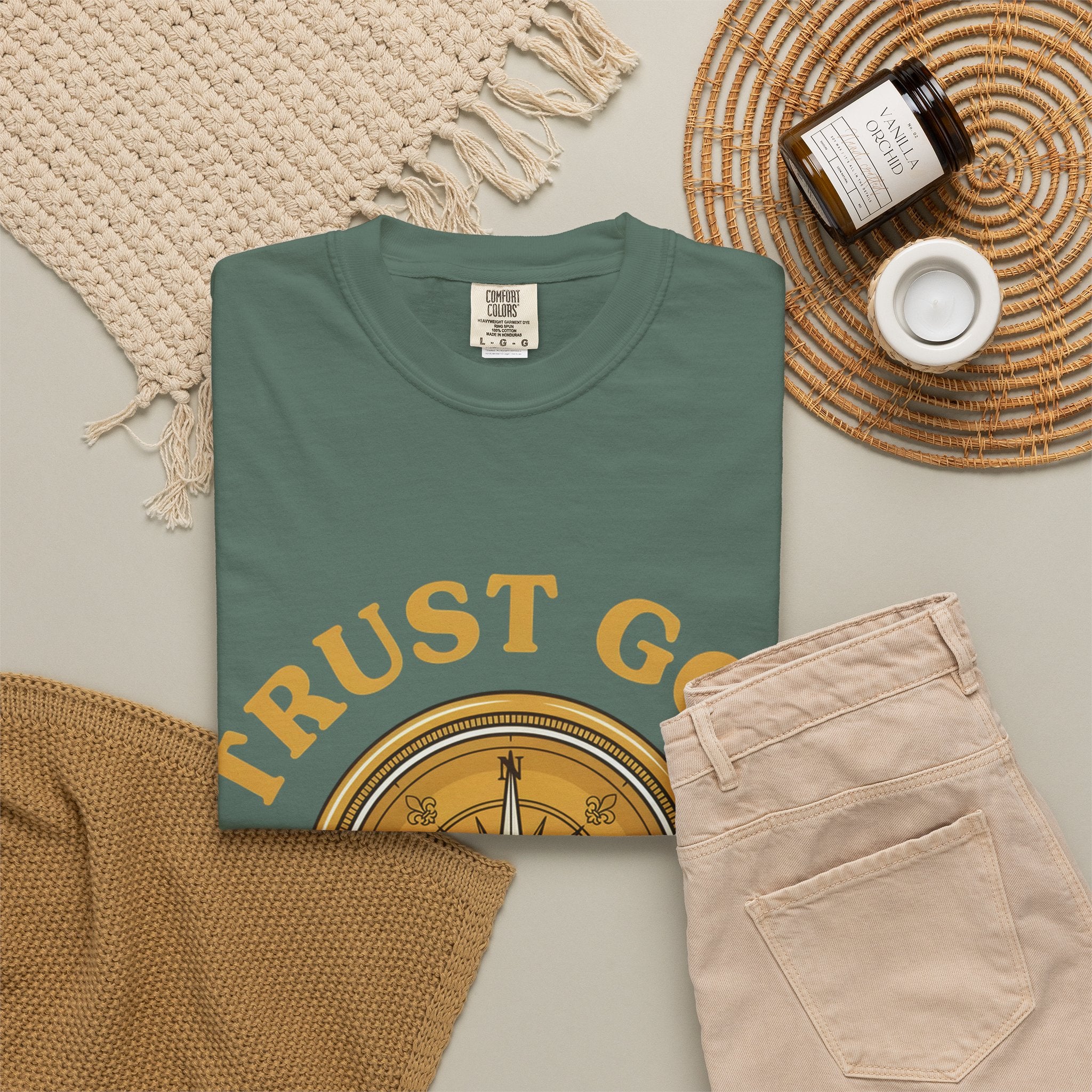 Trust God Compass T-Shirt — "Trust God No Matter What" Christian Faith Tee