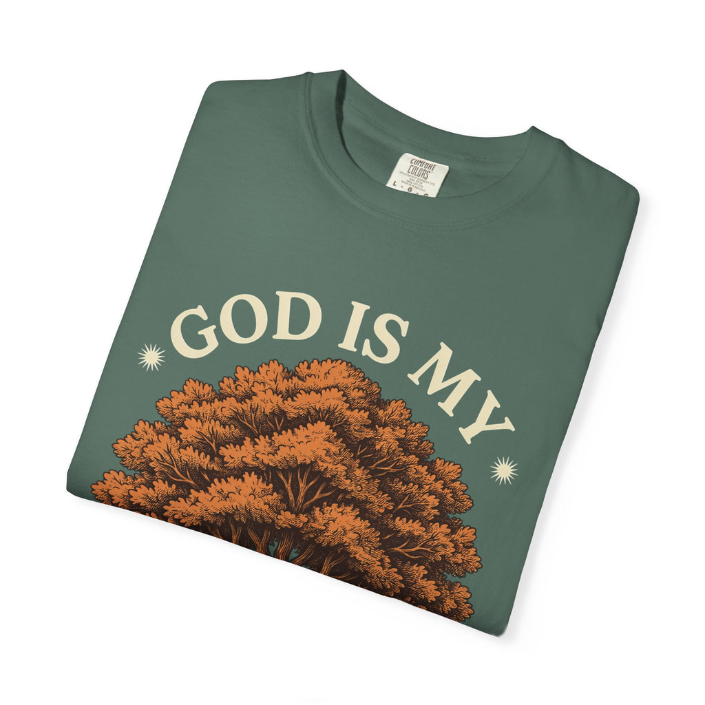 God Is My Strength Tree T-Shirt — Faith-Based Inspirational Tee