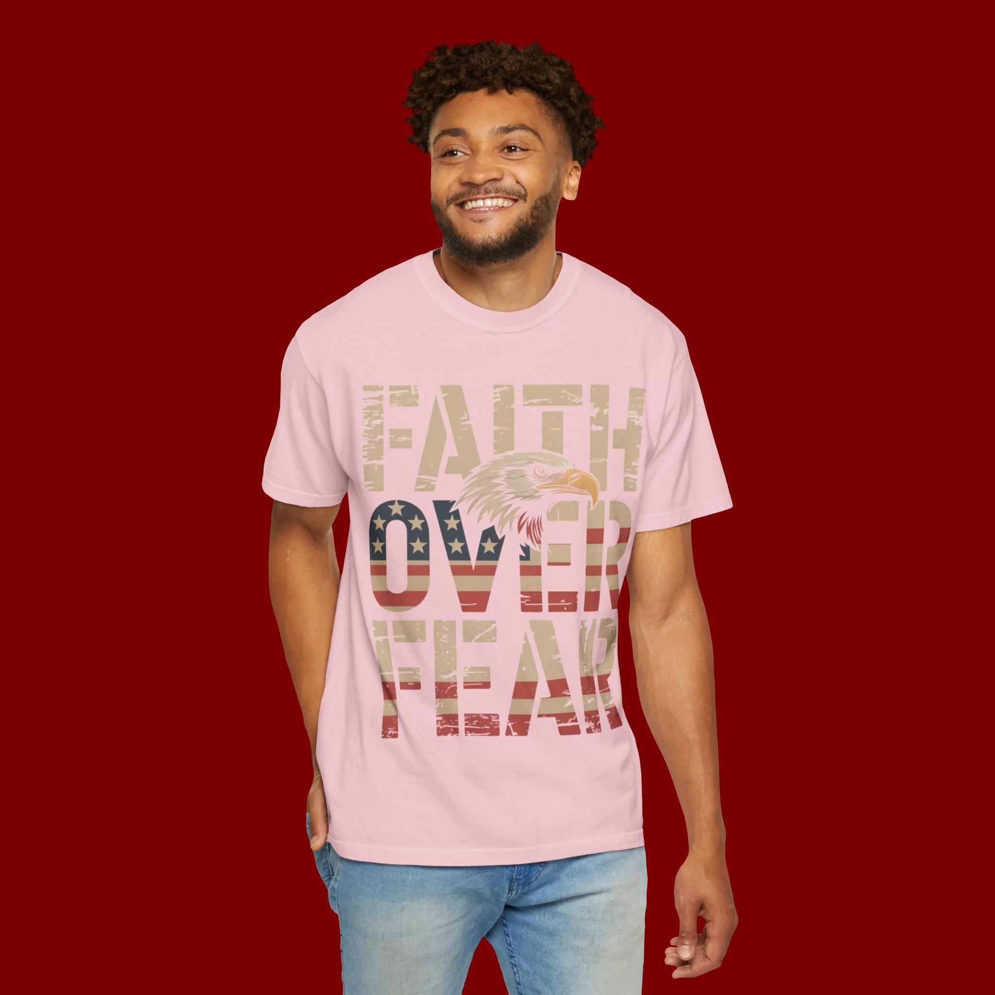 Faith Over Fear T-Shirt — Patriotic Eagle Graphic Tee