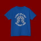 Kids T-Shirt – "I Can't Go a Day Without God" Floral Lungs Christian Tee