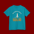 Kids T-Shirt — “My Faith in God is Solid” Lighthouse Christian Tee