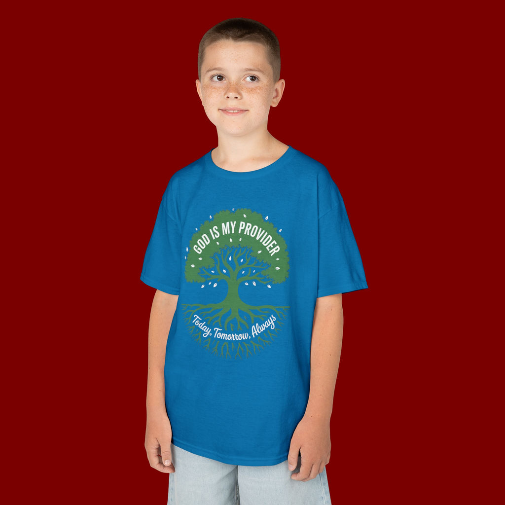 Kids Tee — "God Is My Provider" Tree of Faith Christian Shirt