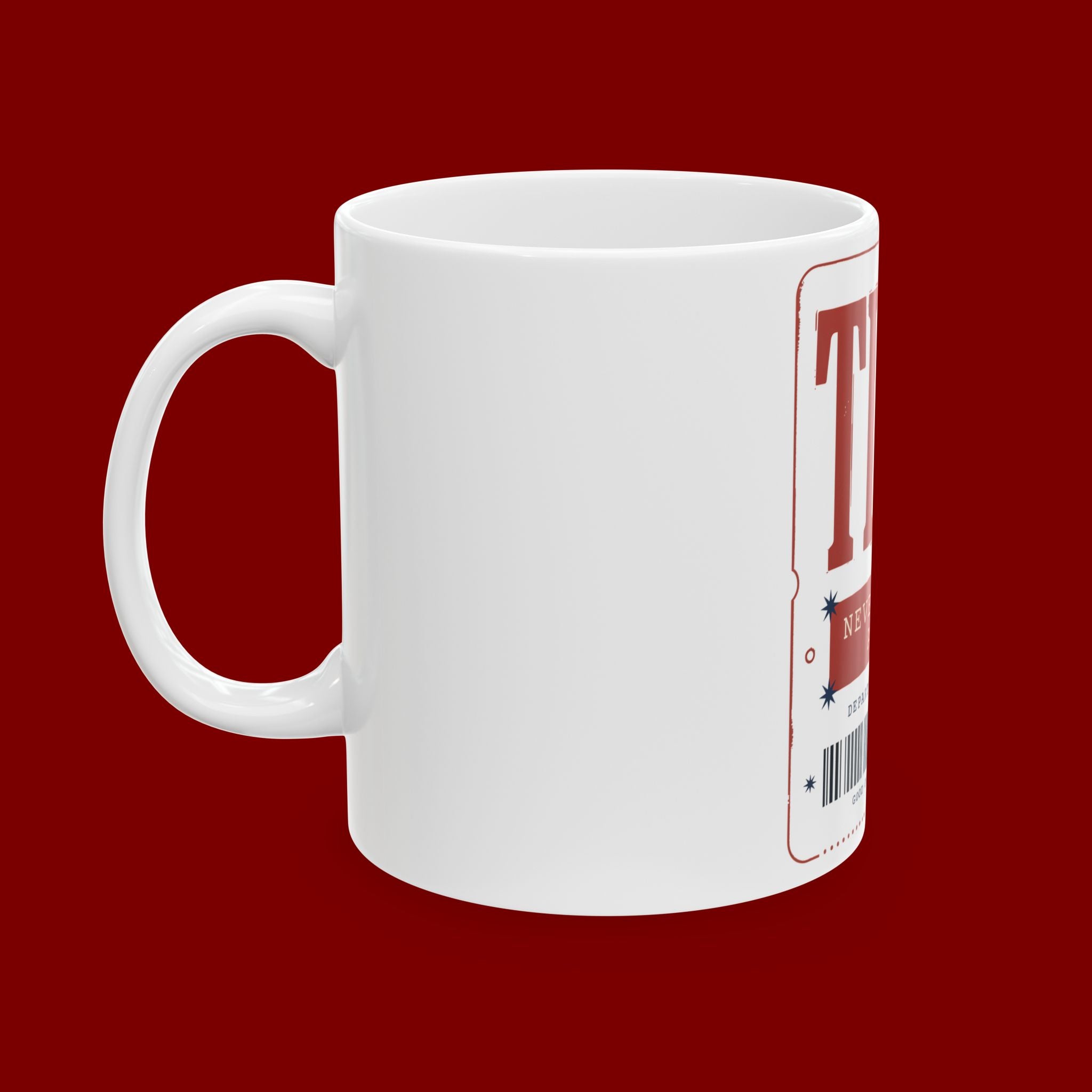 Time Ticket Ceramic Mug – "Time Never Comes Again" Vintage Poster Coffee Cup (11oz, 15oz)