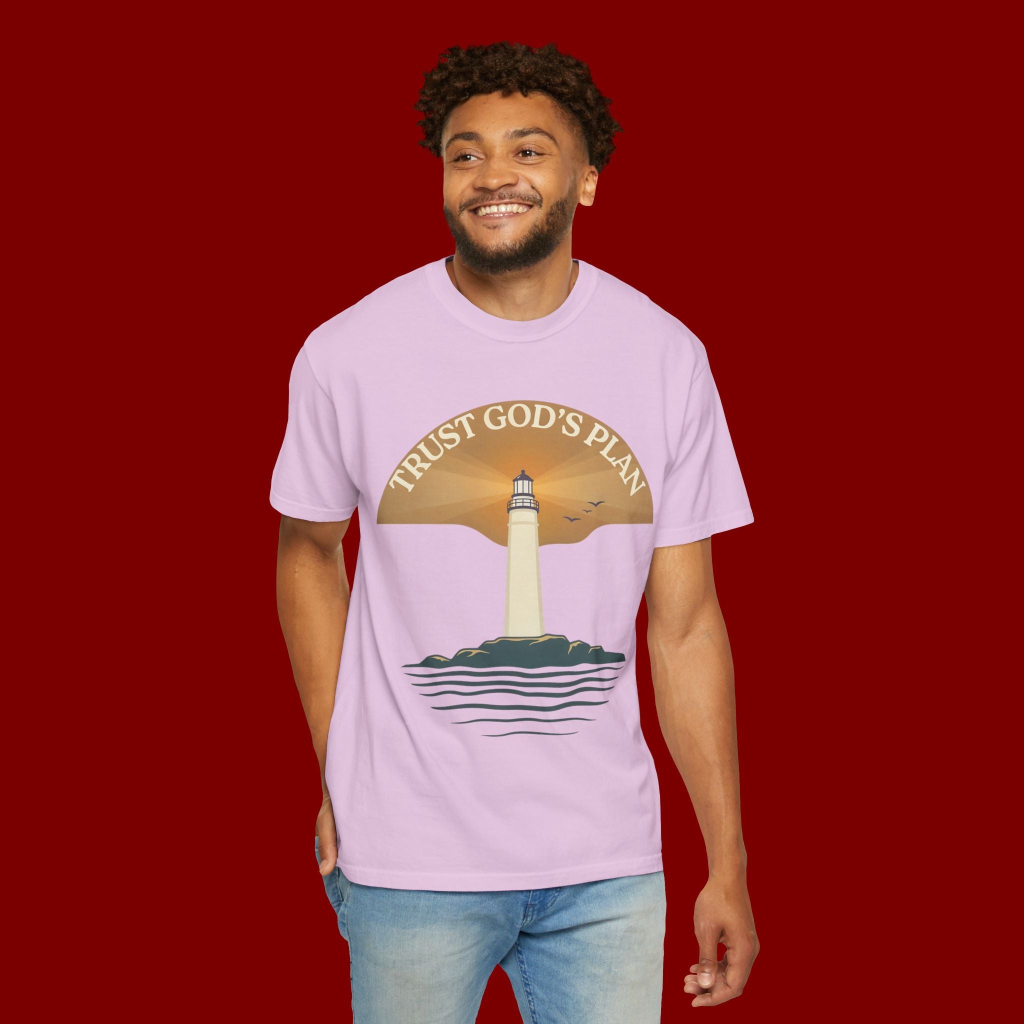 Trust God's Plan Lighthouse T-Shirt — Faith Coastal Tee
