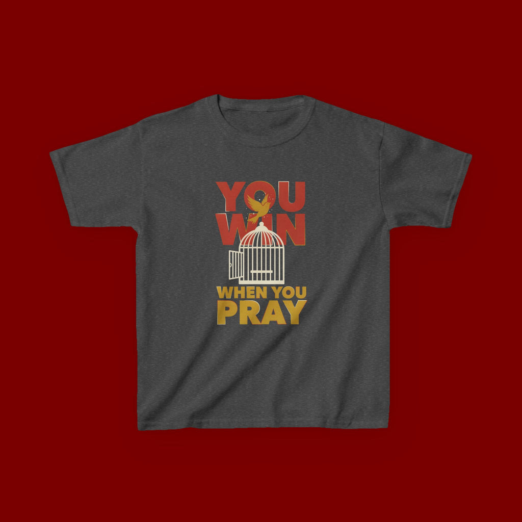 Kids Tee — "You Win When You Pray" Inspirational Christian Shirt