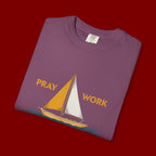 Trust God Sailboat T-Shirt — Pray Work Inspirational Christian Tee