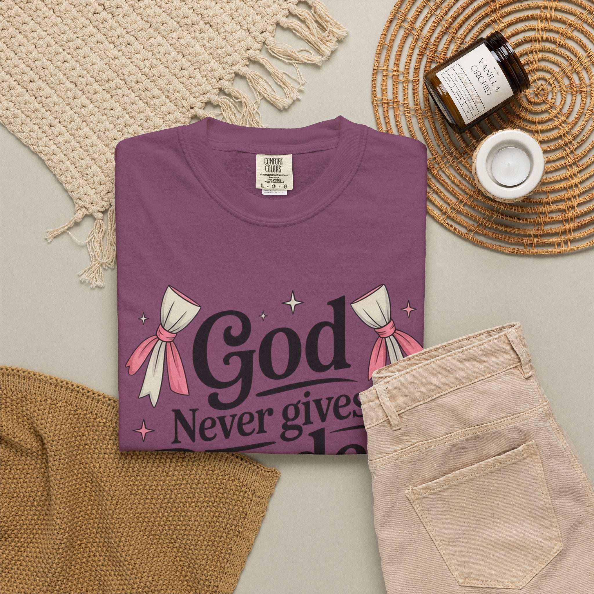 Inspirational 'God Never Gives a Burden You Can't Bear' T-Shirt