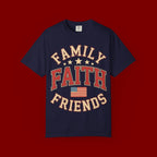 Family Faith Friends T-Shirt — Patriotic American Flag Tee