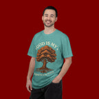 God Is My Strength Tree T-Shirt — Faith-Based Inspirational Tee