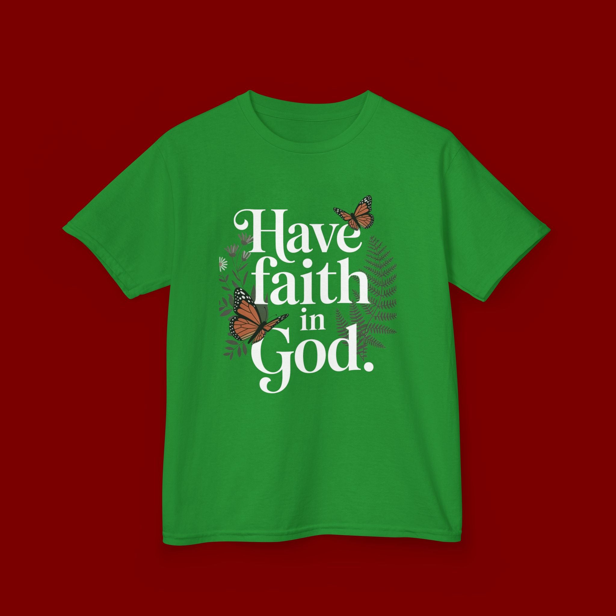 Kids Tee — "Have Faith in God" Floral Christian Youth T‑Shirt