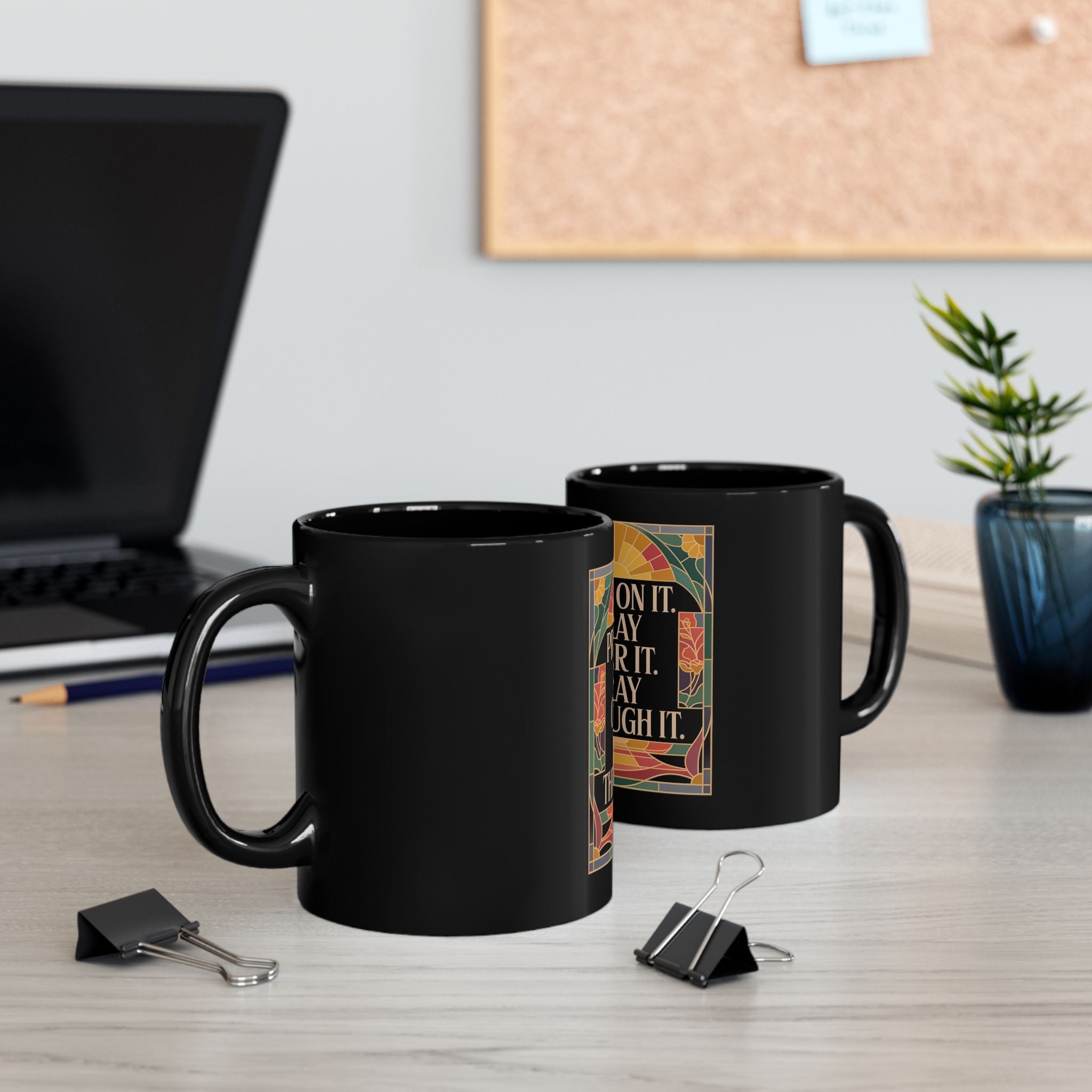Prayer Mug — "Pray On It, Pray Over It, Pray Through It" Inspirational Coffee Cup