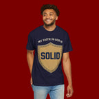 Solid Faith Shield T-Shirt — "My Faith in God Is Solid" Christian Tee