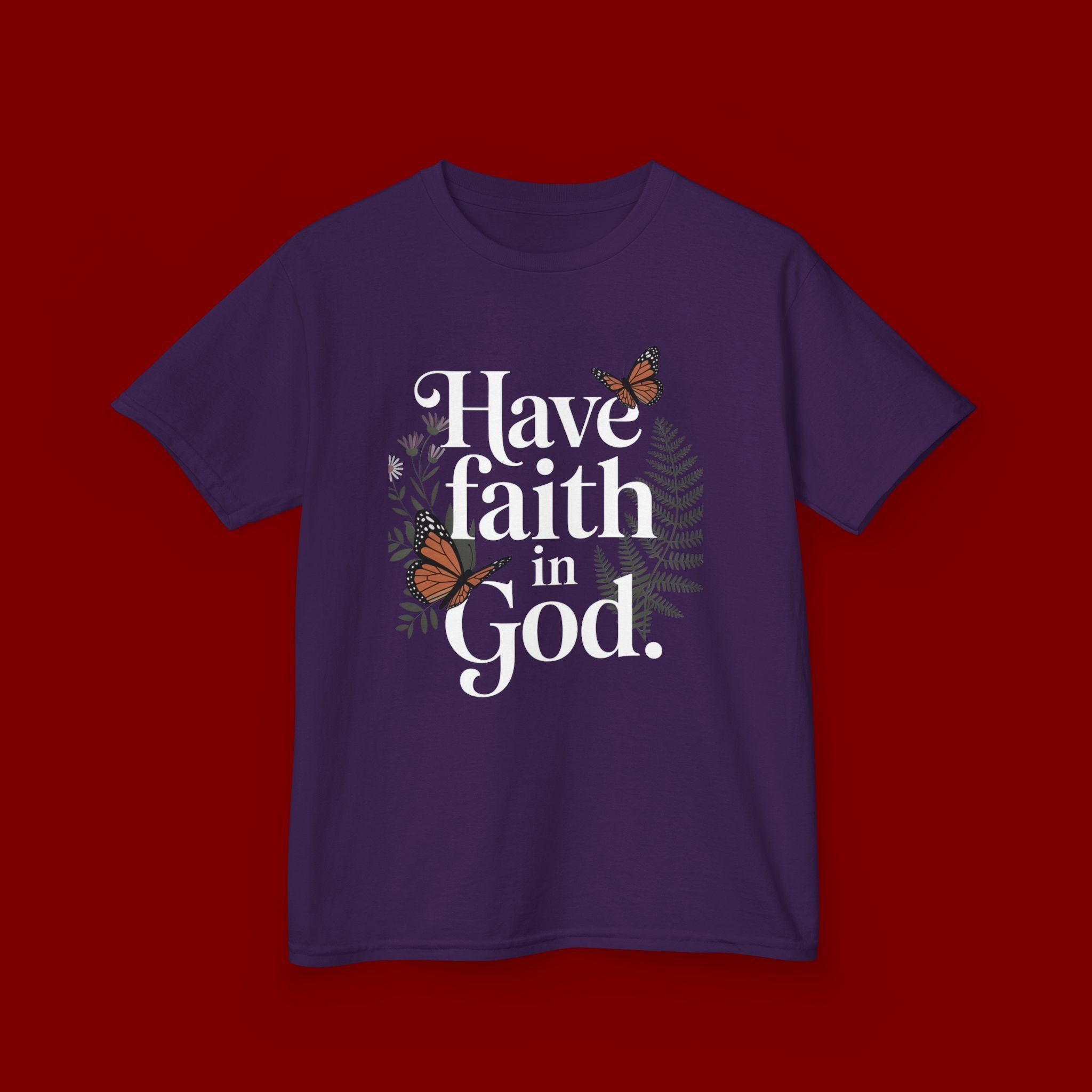 Kids Tee — "Have Faith in God" Floral Christian Youth T‑Shirt