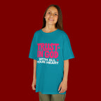 Kids Tee — "Trust in God" Pink Faith Graphic Shirt