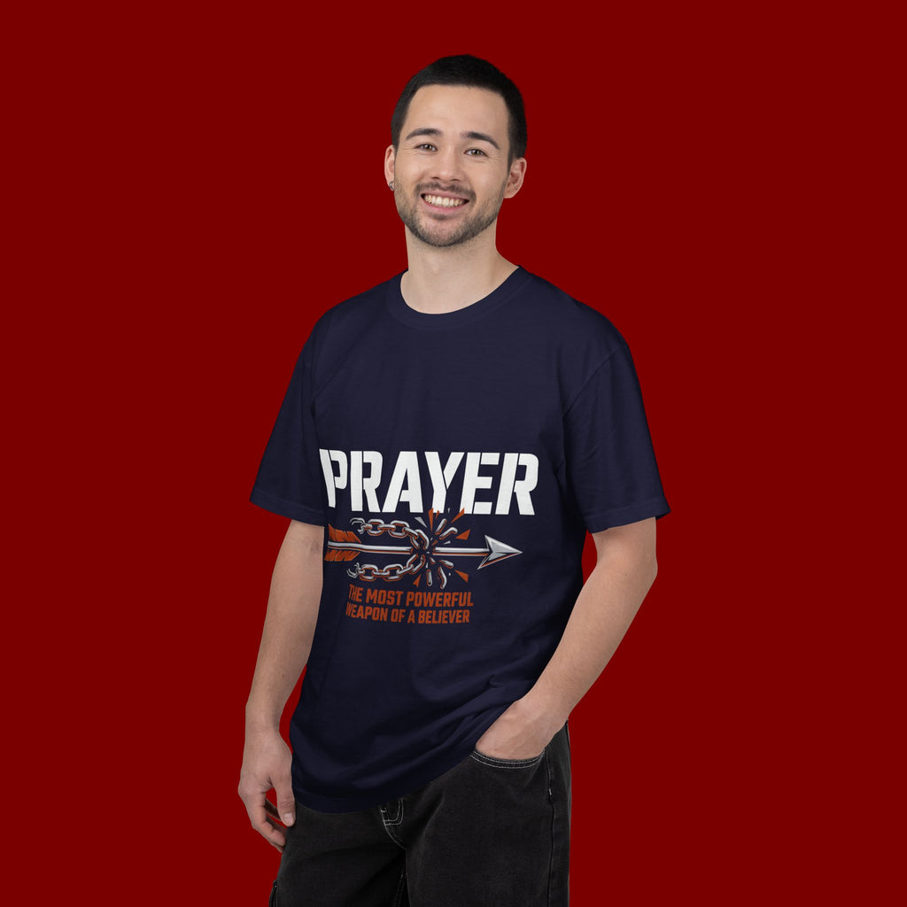 Prayer T-Shirt — Faith Arrow Graphic Tee ("Prayer: The Most Powerful Weapon")
