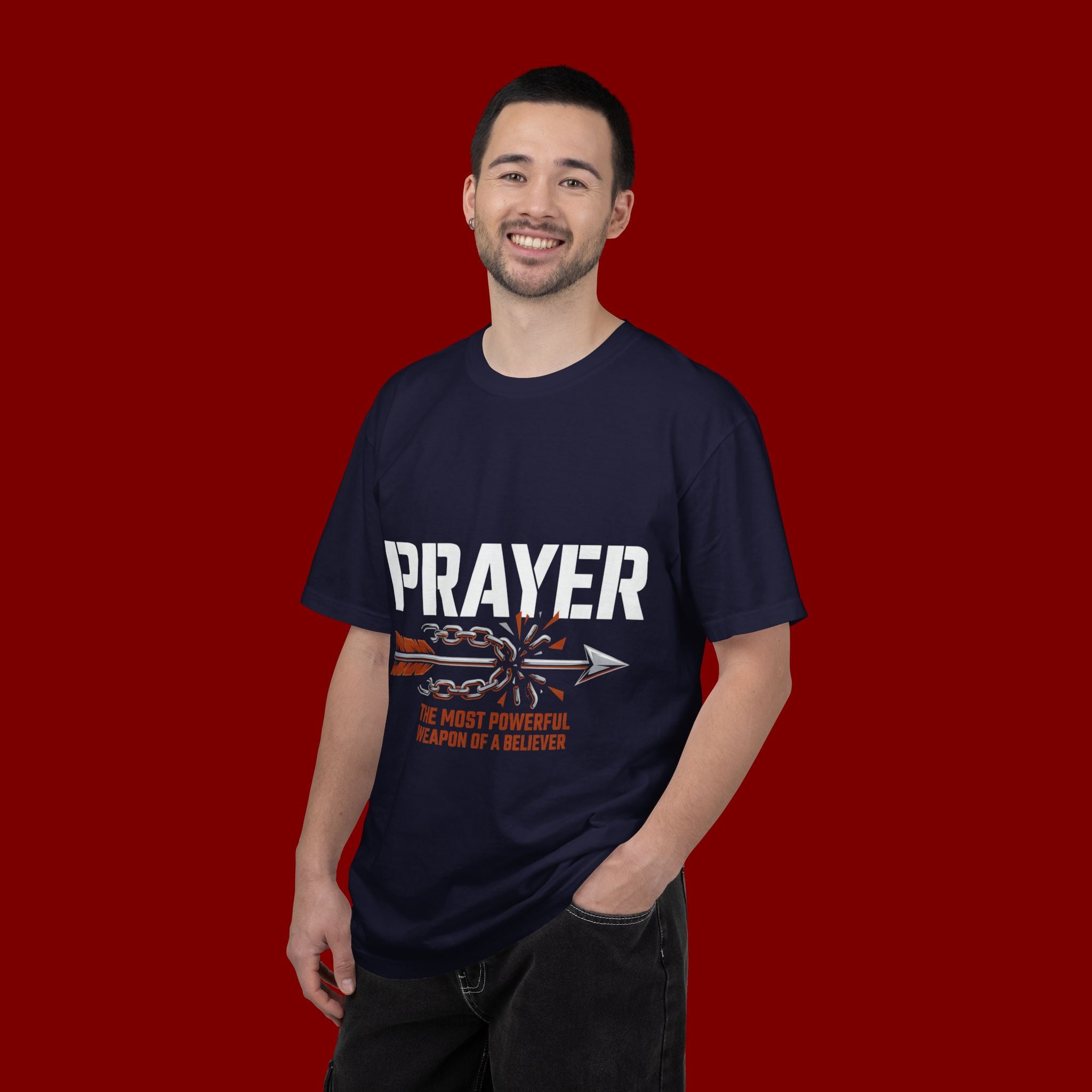 Prayer T-Shirt — Faith Arrow Graphic Tee ("Prayer: The Most Powerful Weapon")