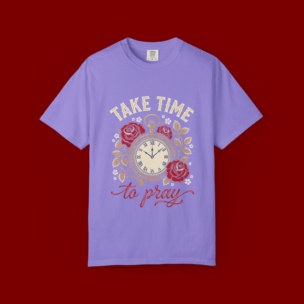 Take Time to Pray T‑Shirt — Vintage Pocket Watch & Roses Spiritual Tee