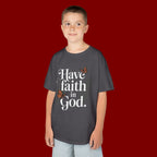 Kids Tee — "Have Faith in God" Floral Christian Youth T‑Shirt