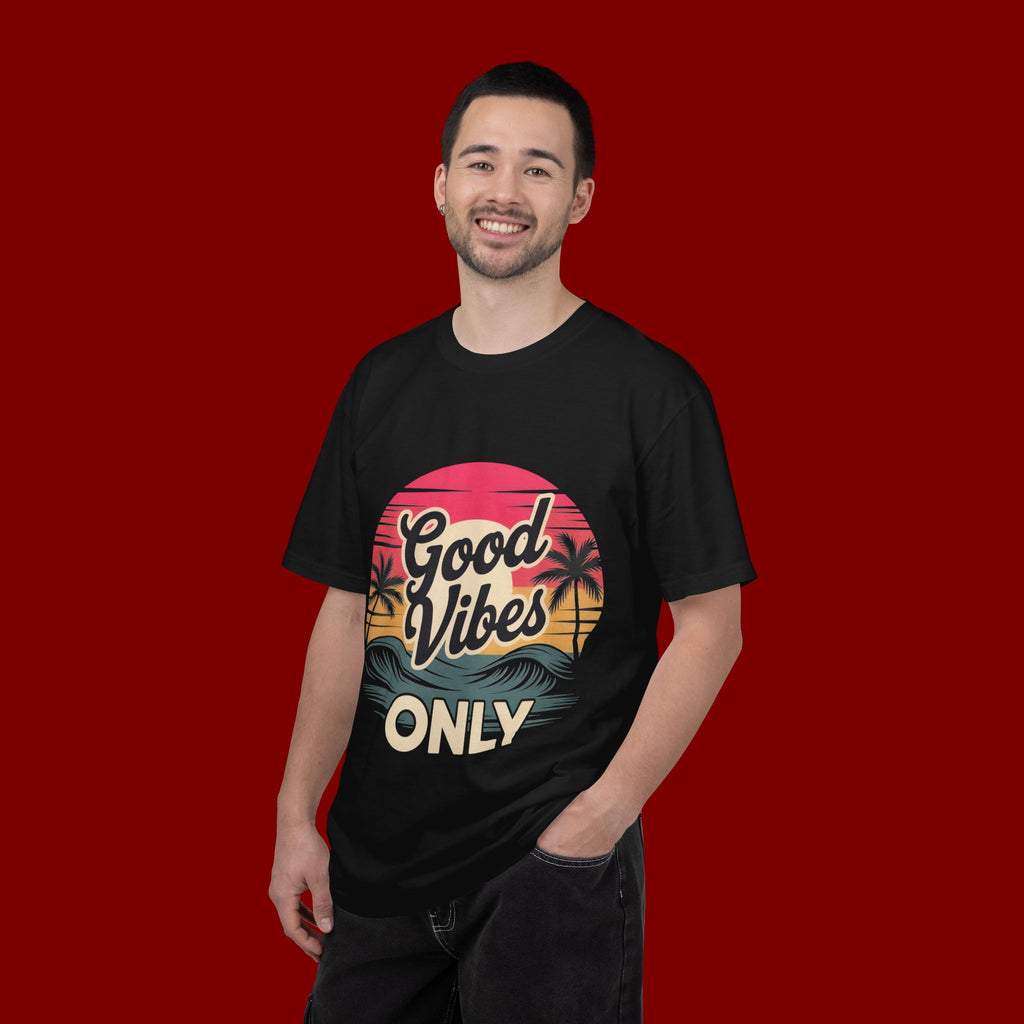 Good Vibes Only T-Shirt — Retro Sunset Palm Tee