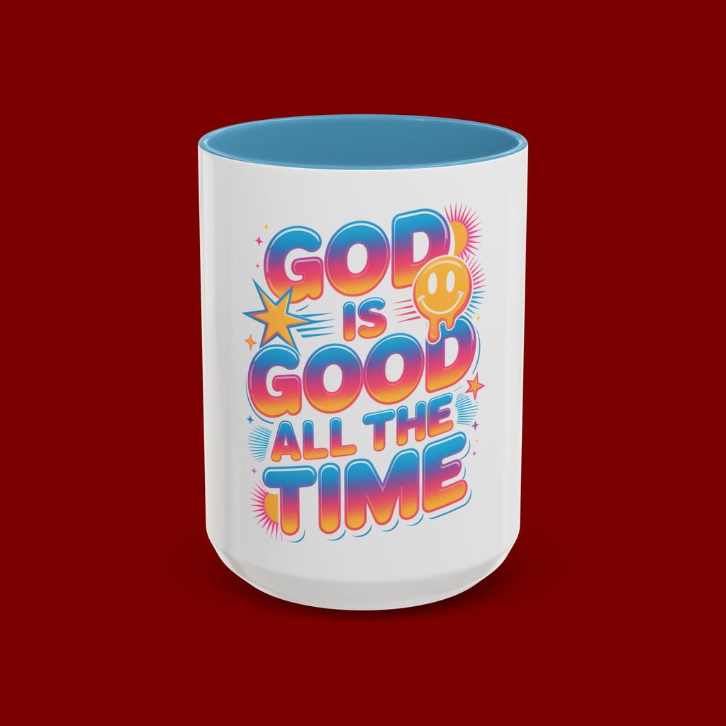 God Is Good All The Time Accent Coffee Mug — Inspirational Christian Coffee Cup (11/15oz)