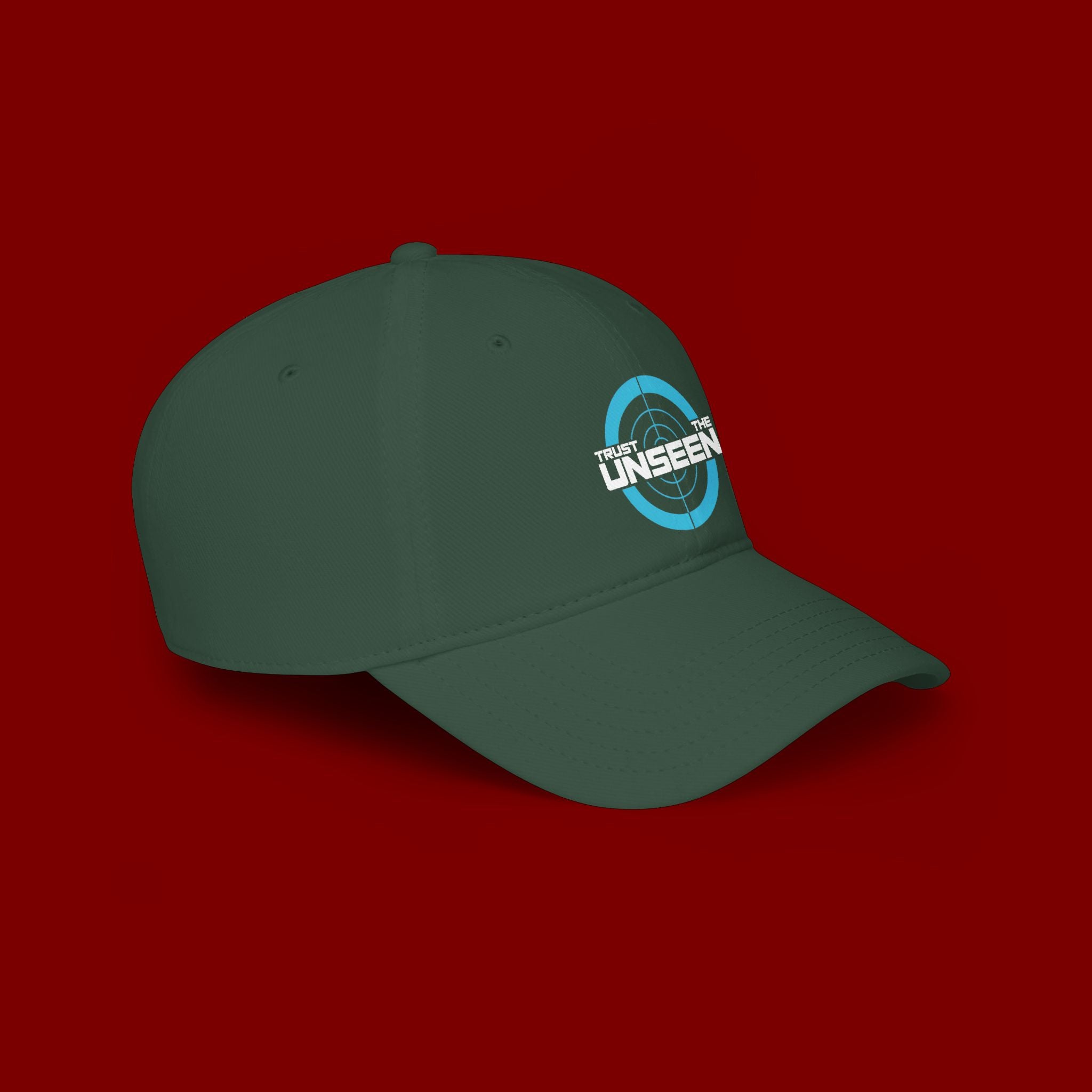 Trust The Unseen Target Logo Baseball Cap — Low Profile Red Hat