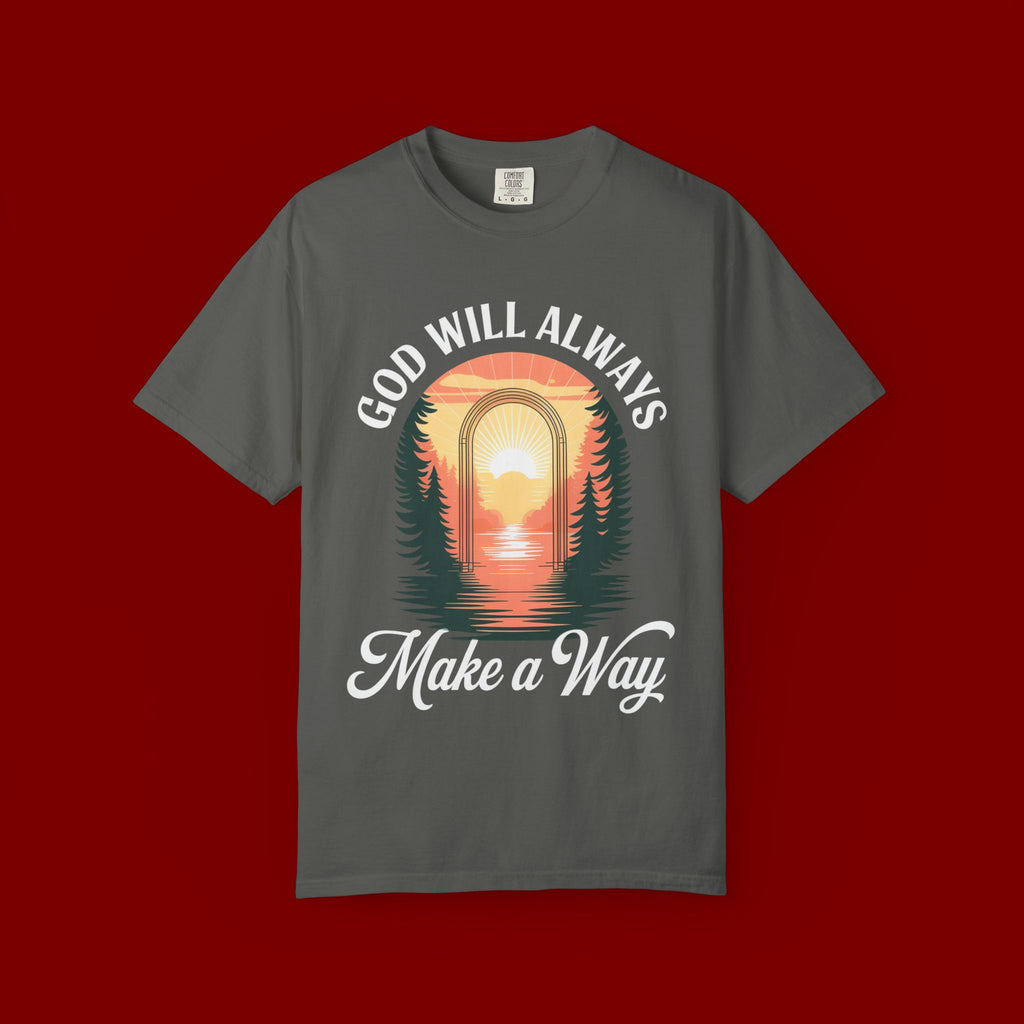 Make a Way Christian T-Shirt — 'God Will Always Make a Way' Sunset Faith Tee