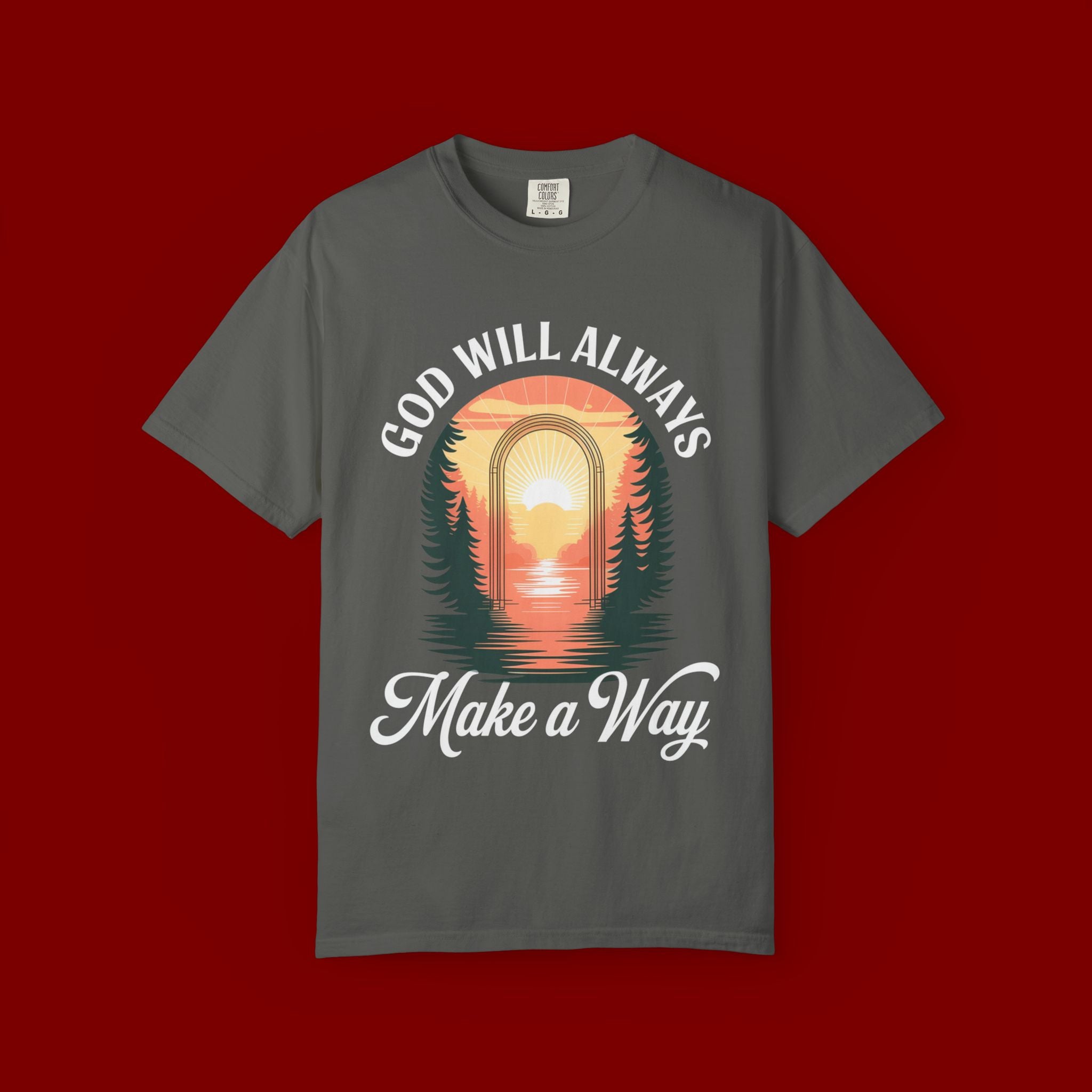 Make a Way Christian T-Shirt — 'God Will Always Make a Way' Sunset Faith Tee