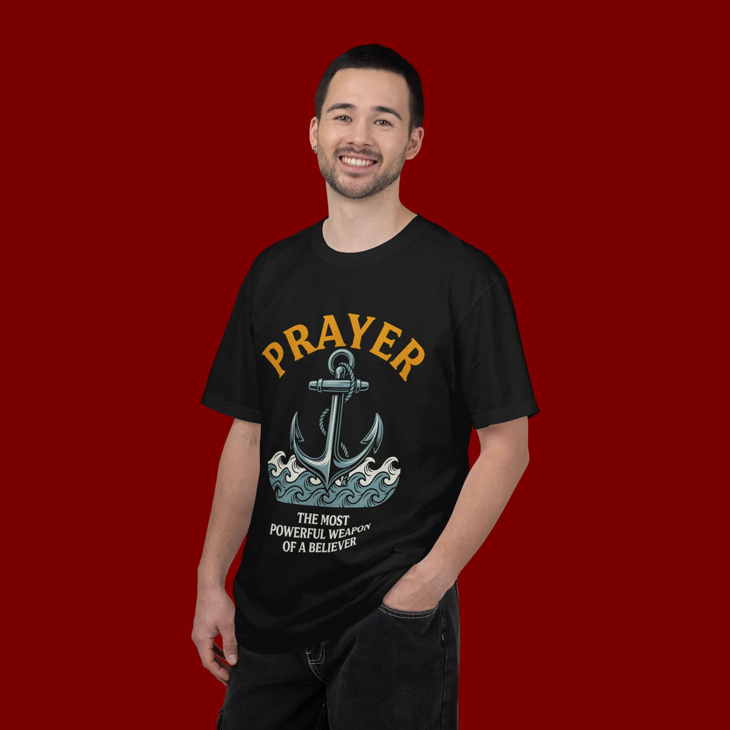 Prayer Anchor T-Shirt — "Prayer: The Most Powerful Weapon of a Believer" Christian Faith Tee