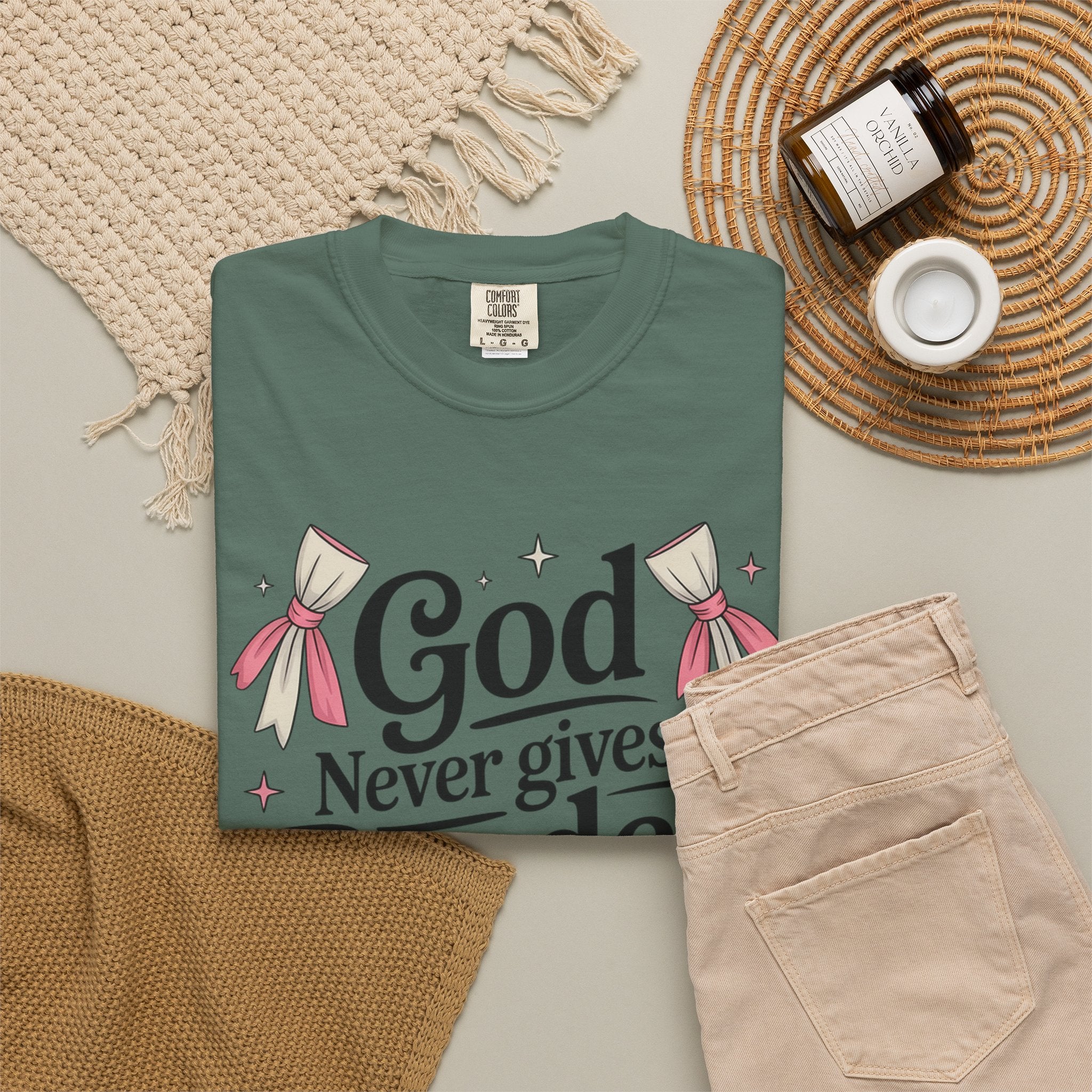 Inspirational 'God Never Gives a Burden You Can't Bear' T-Shirt