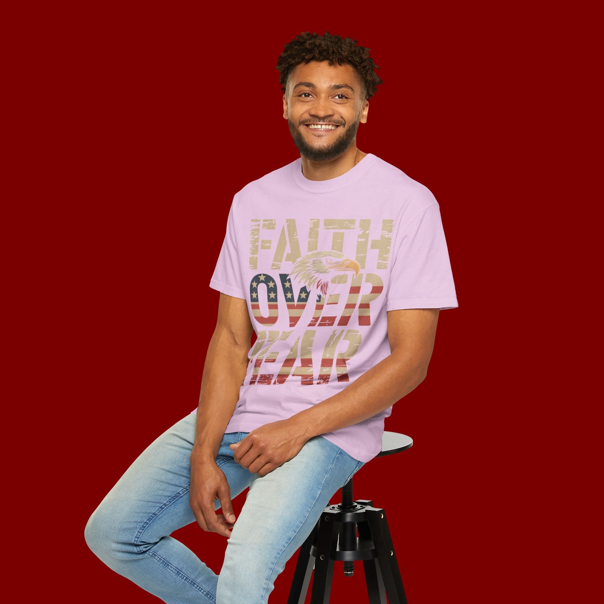 Faith Over Fear T-Shirt — Patriotic Eagle Graphic Tee