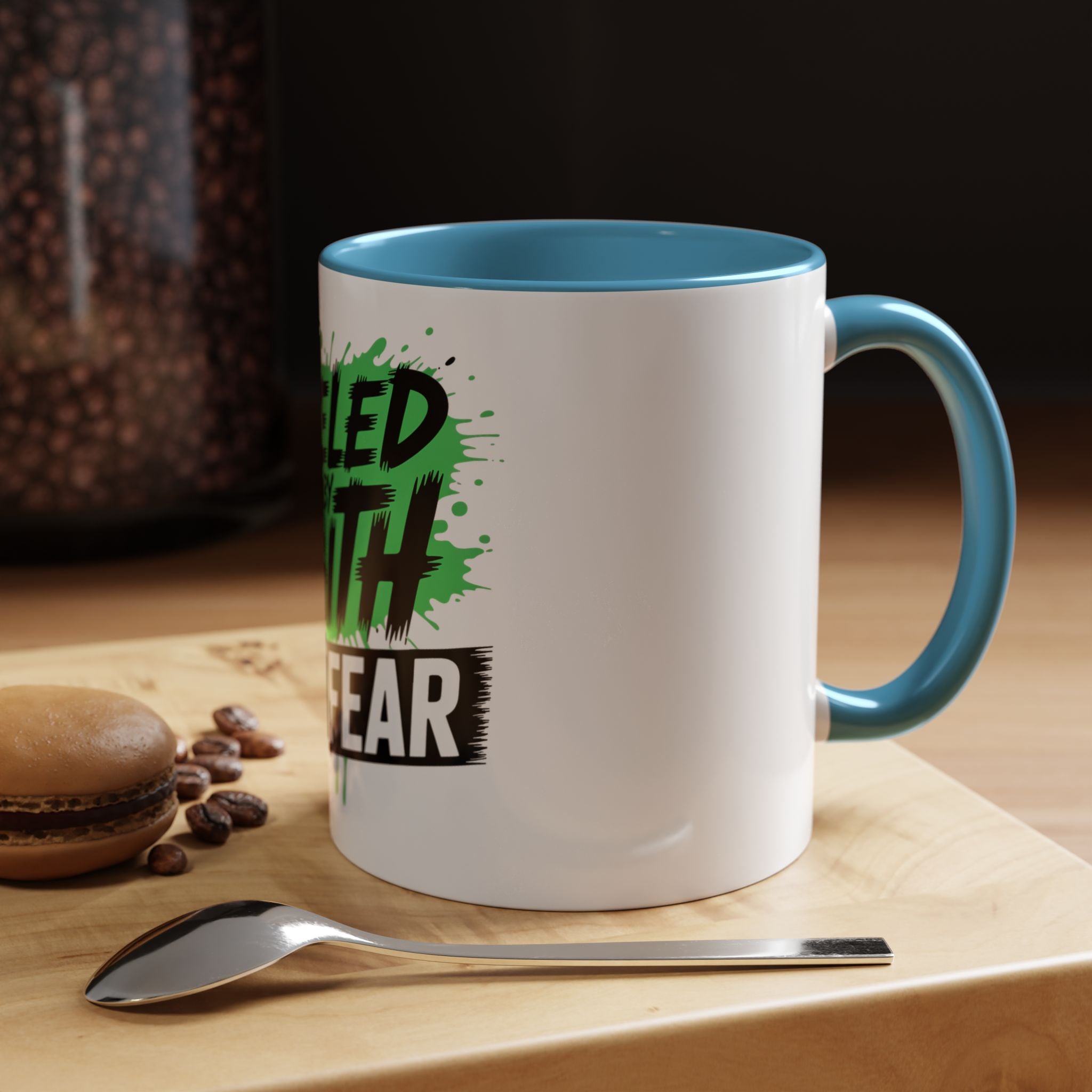 Accent Coffee Mug — "Fueled by Faith Not Fear" Inspirational Ceramic Mug (11/15 oz)