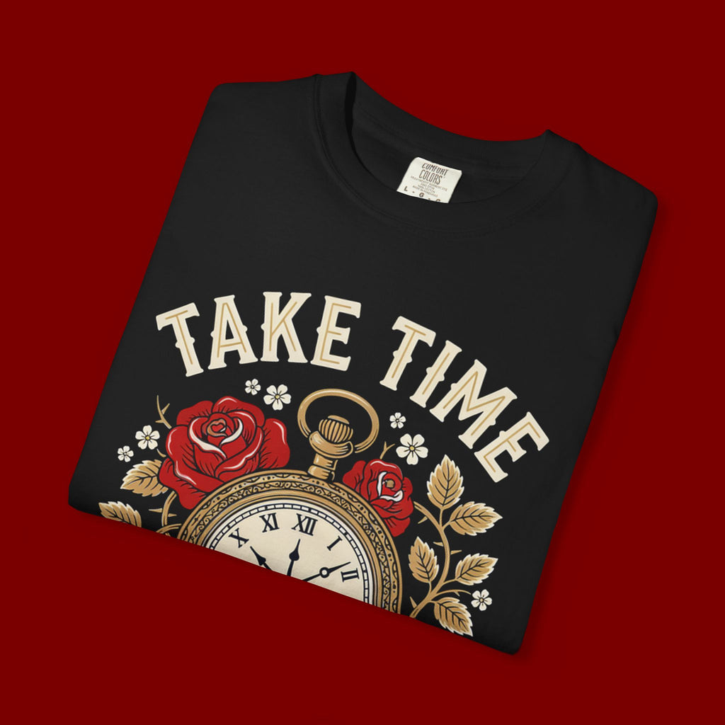 Take Time to Pray Pocket Watch T-Shirt — Faith-Based Floral Christian Tee
