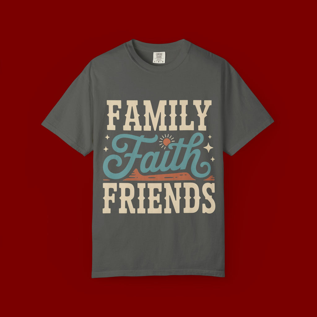 Family Faith Friends T-Shirt — Retro Christian Inspirational Tee