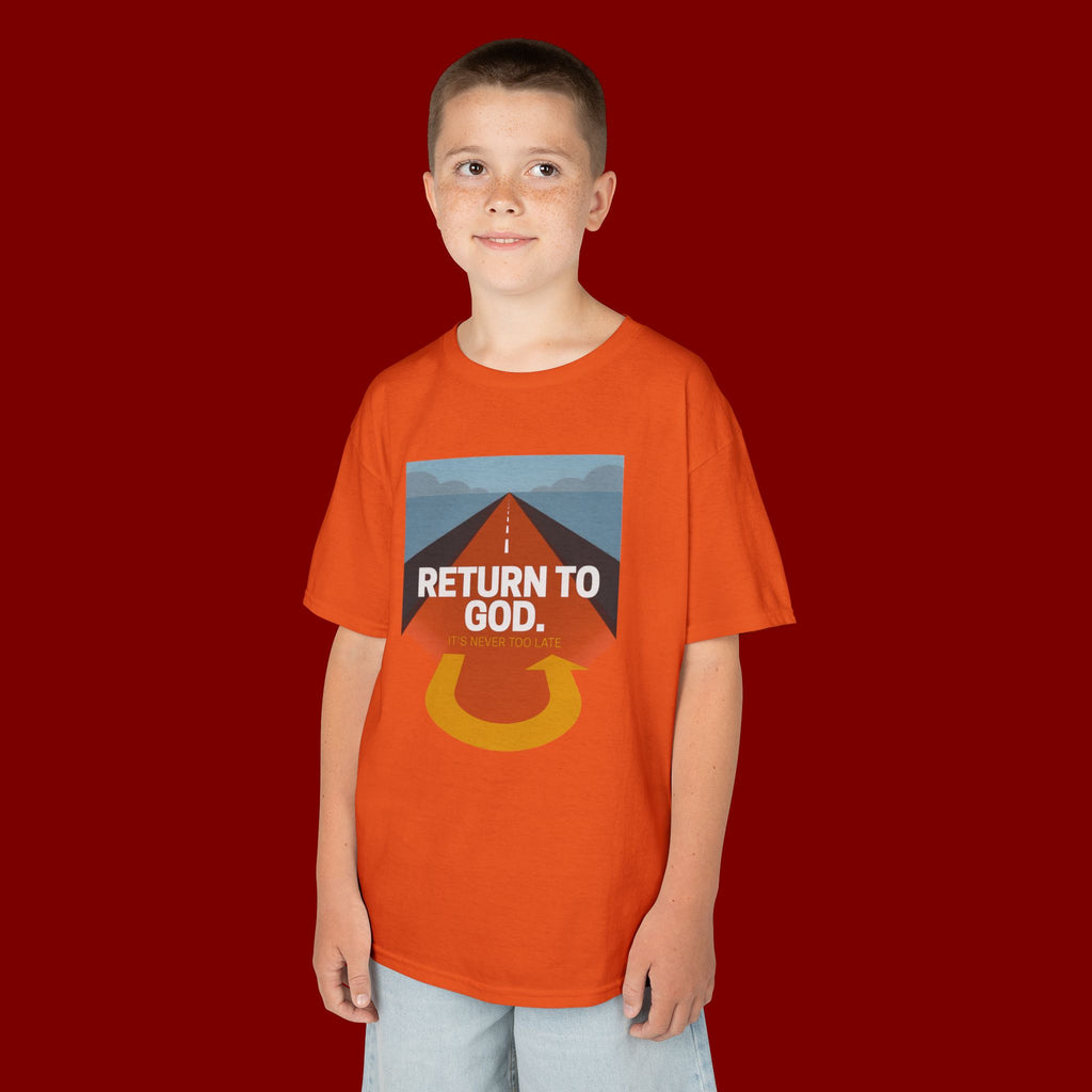 Kids Tee - "Return to God" Roadway Graphic Religious Youth Shirt