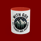 With God All Things Are Possible Accent Coffee Mug — Inspirational Faith Mountain Mug (11/15oz)