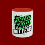 Accent Coffee Mug — "Fueled by Faith Not Fear" Inspirational Ceramic Mug (11/15 oz)